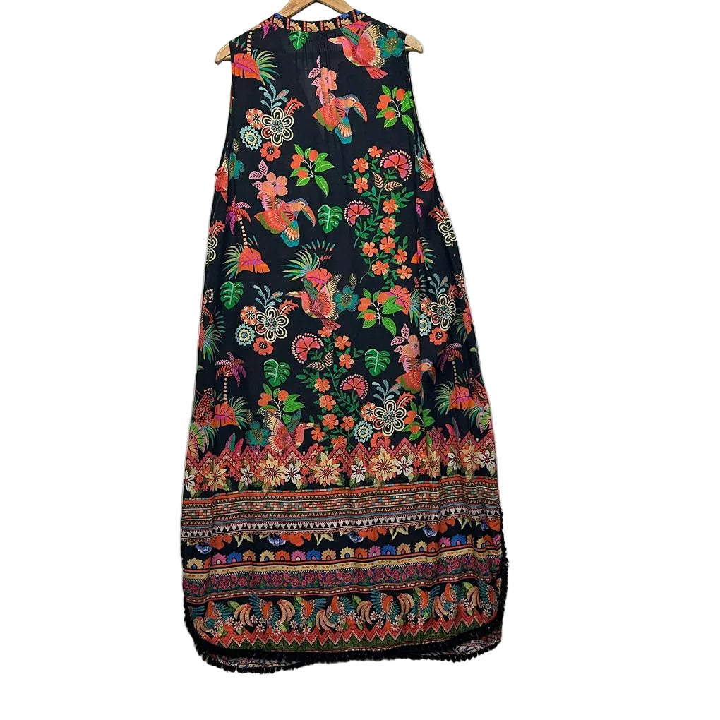 Lulasoul Black Multicoloured Floral Dress - One Size
