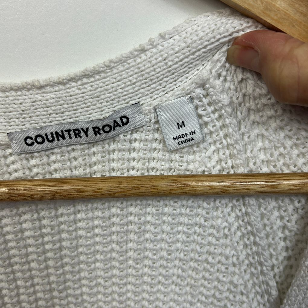 Country Road White Longline Cardigan - Size 12/M