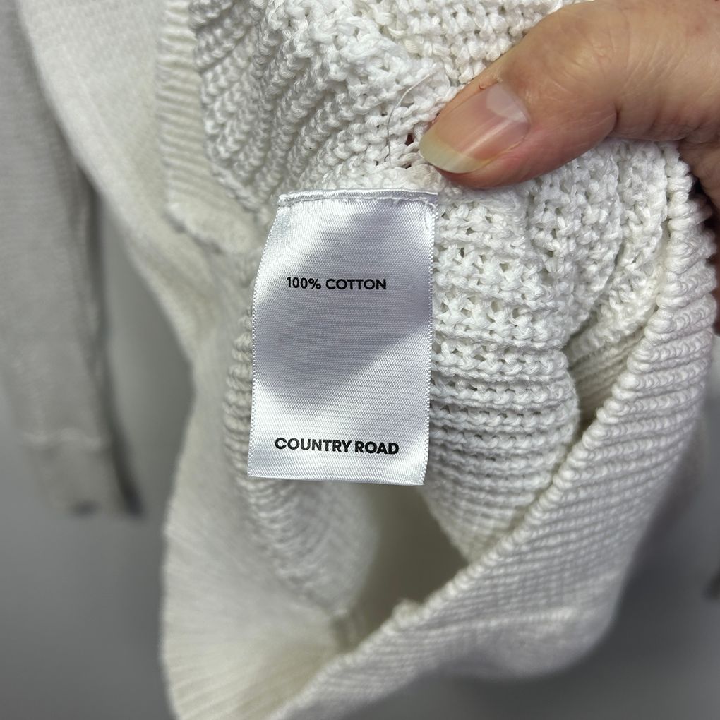 Country Road White Longline Cardigan - Size 12/M
