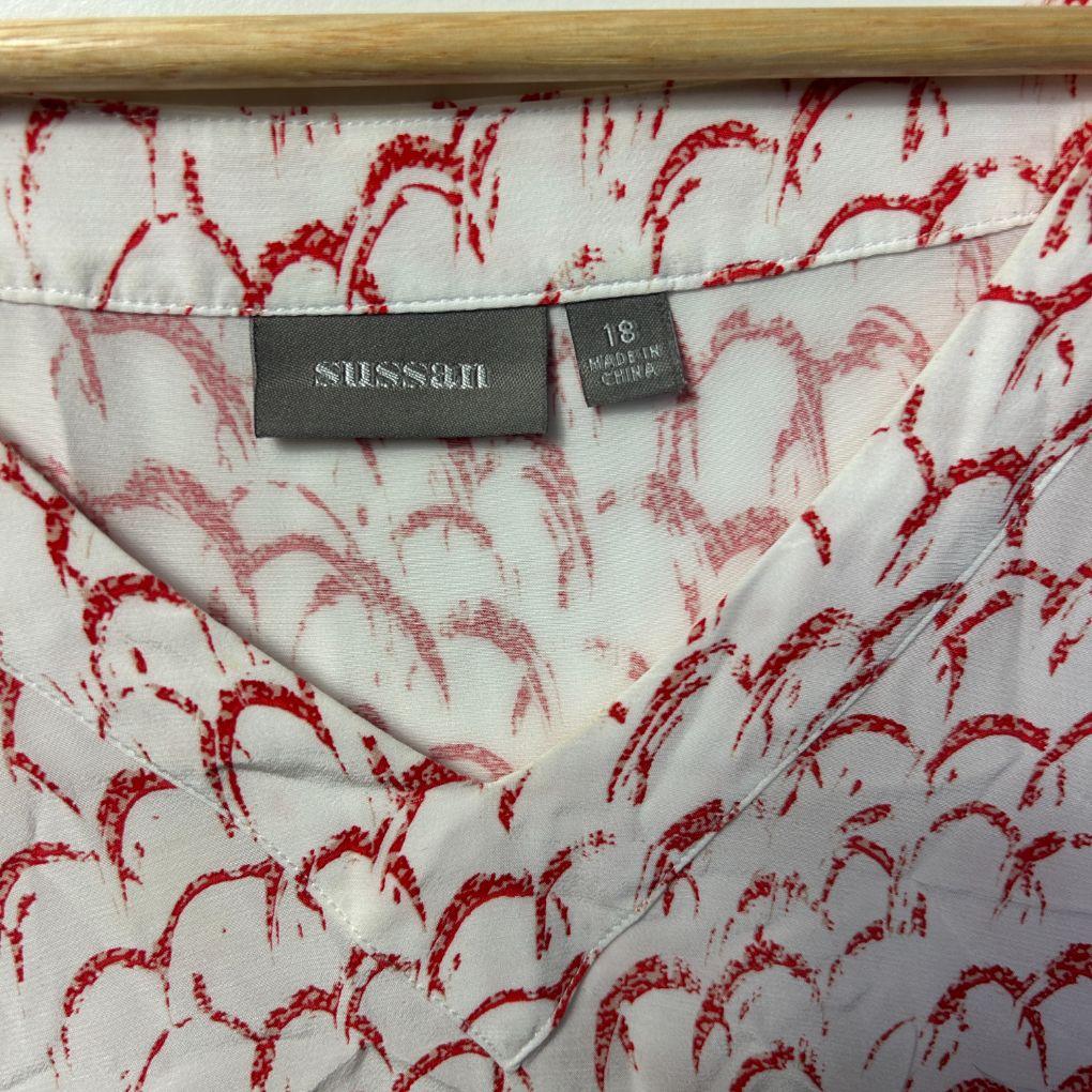 Sussan Red Print Top - Size 18