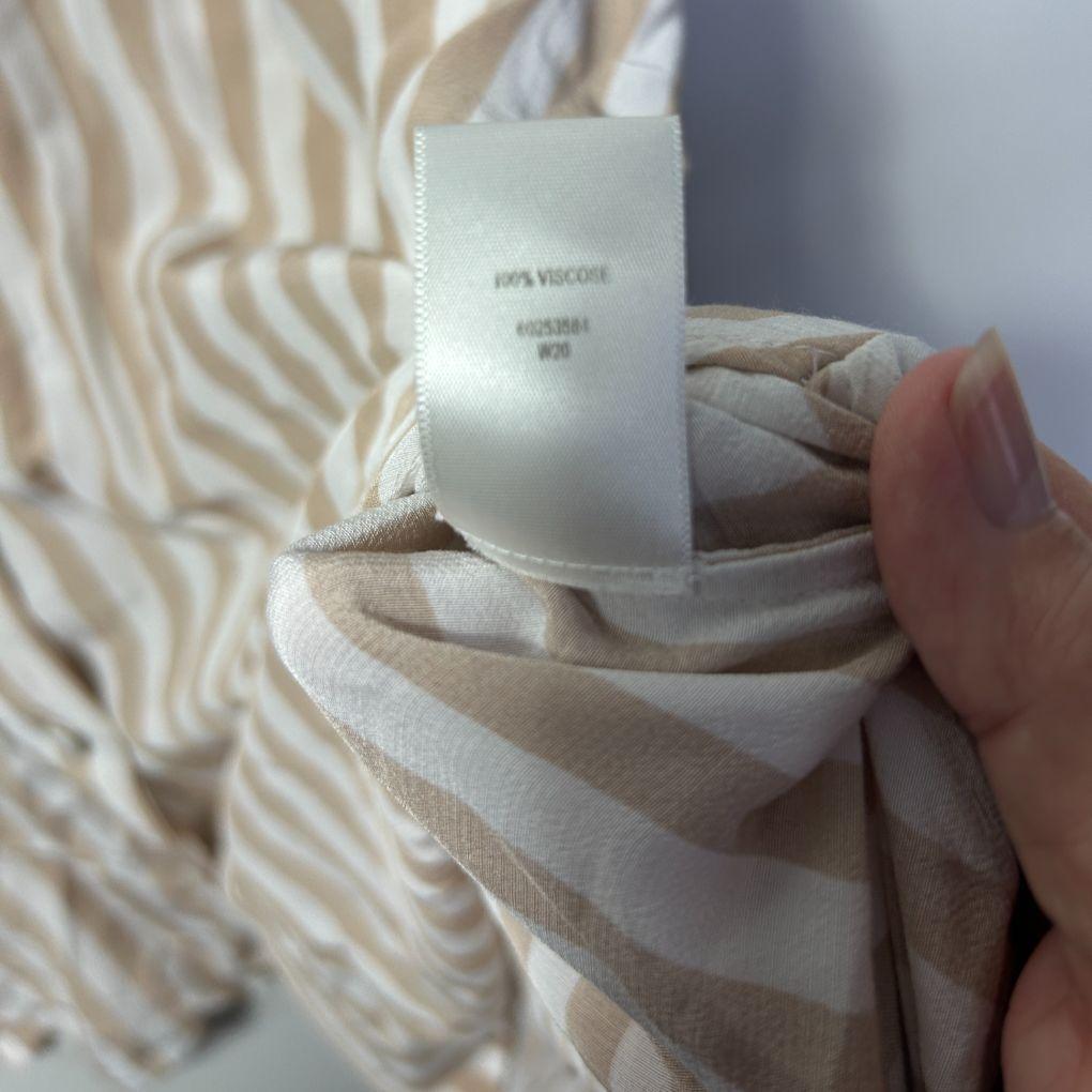 Witchery Tan White Striped Shirt - Size 14