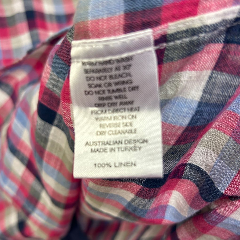 Thomson & Richards Pink Check Linen Shirt - Size 3XL