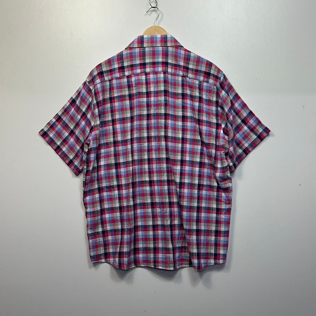 Thomson & Richards Pink Check Linen Shirt - Size 3XL