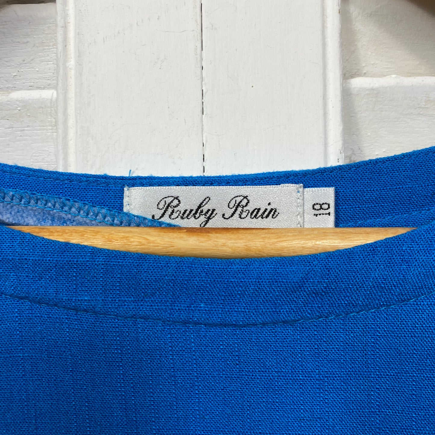 Ruby Rain Top Size 18 Plus Blue Long Sleeve Linen Blend