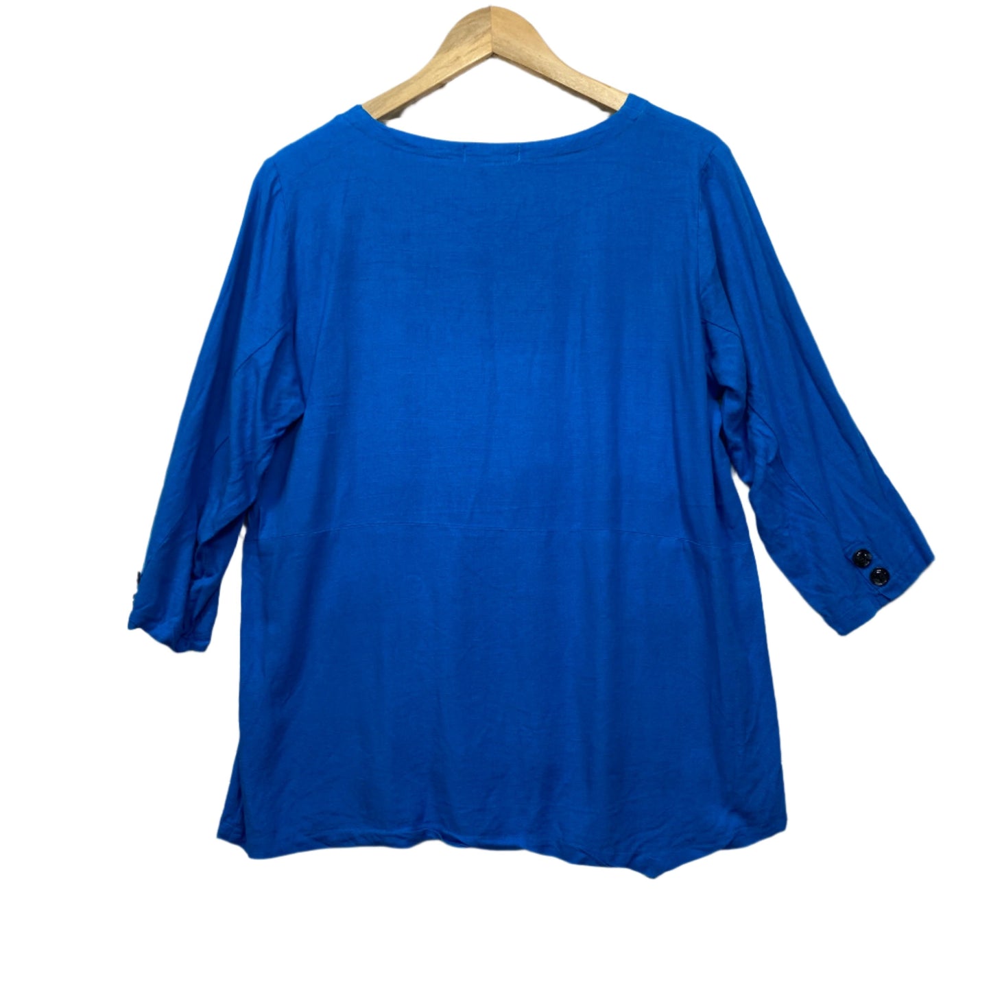 Ruby Rain Top Size 18 Plus Blue Long Sleeve Linen Blend