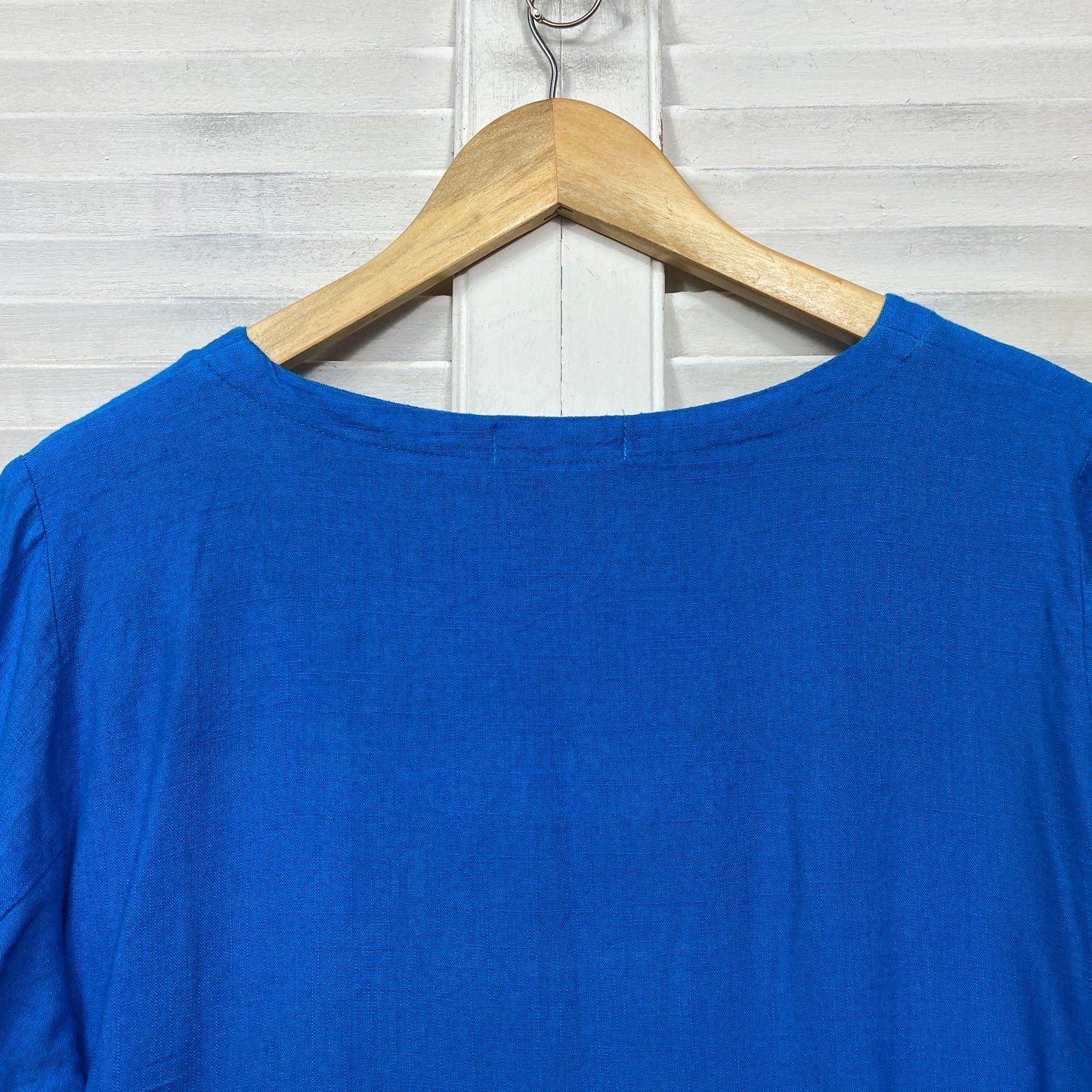 Ruby Rain Top Size 18 Plus Blue Long Sleeve Linen Blend