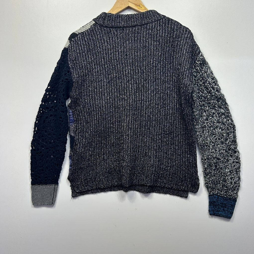 Desigual Blue Patchwork Wool Blend Jumper - Size L