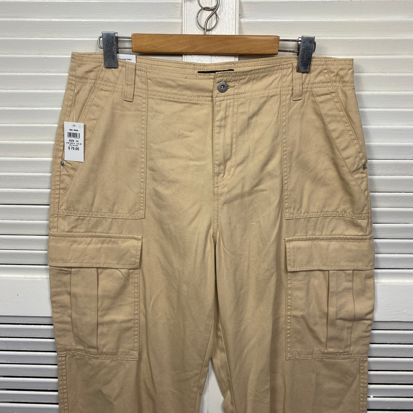 Jay Jays Cargo Pants Size 14 Beige Pockets New