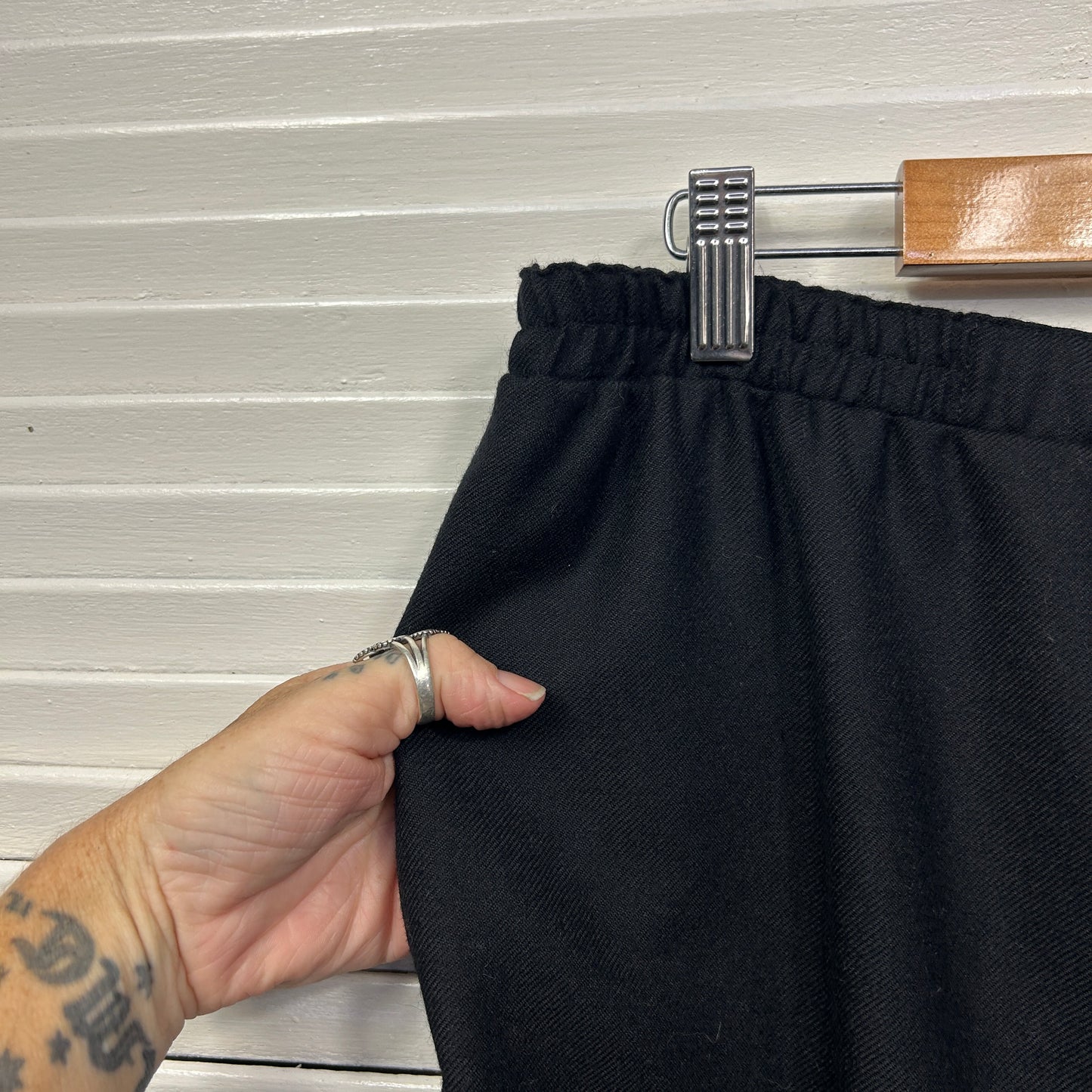 Fella Hamilton Wool Pants Size 22 Black Pockets Made in Australia New