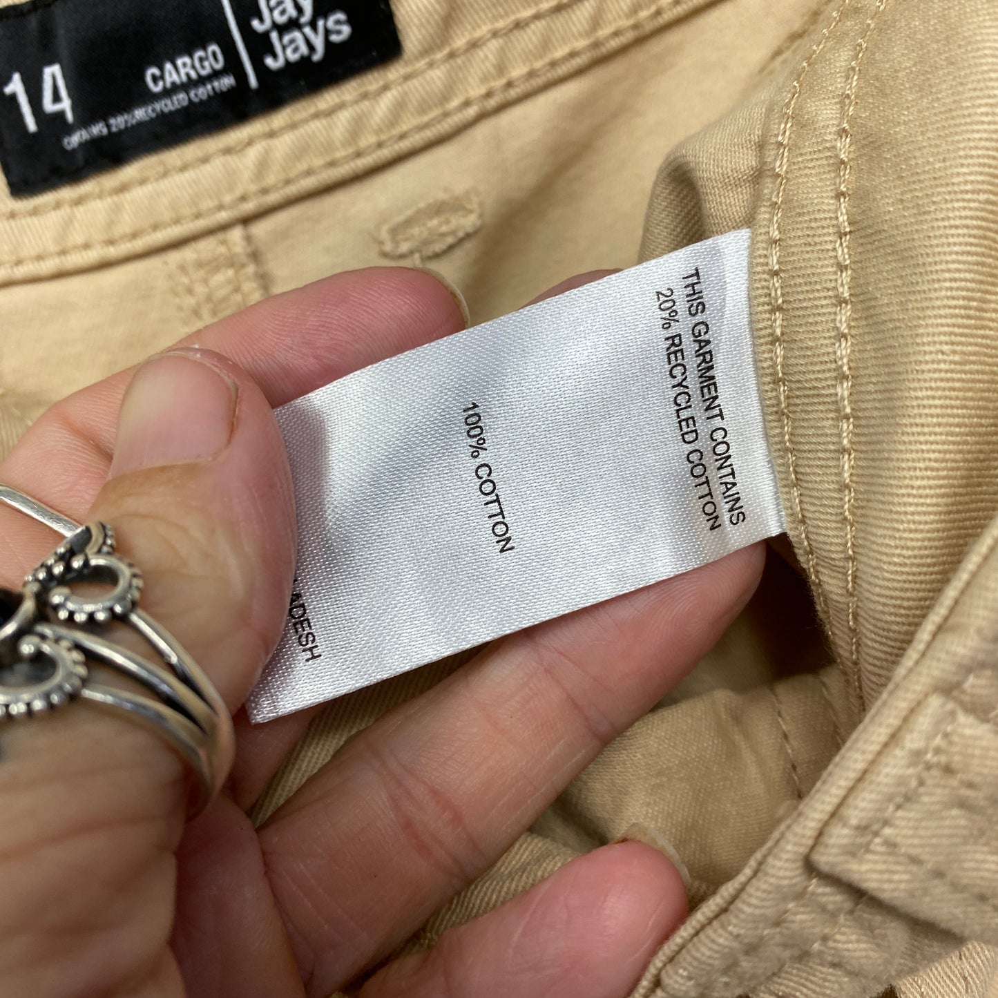 Jay Jays Cargo Pants Size 14 Beige Pockets New