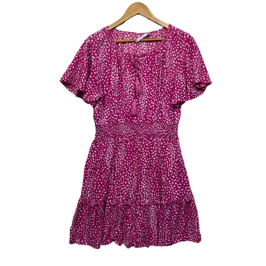 Lorraine Dress Size 16 Pink Short Sleeve Knee Length Rayon