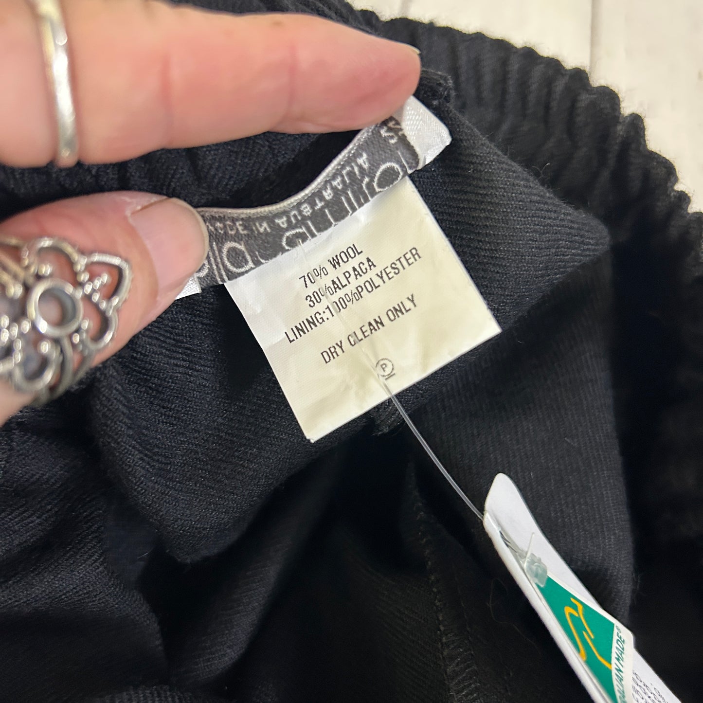 Fella Hamilton Wool Pants Size 22 Black Pockets Made in Australia New