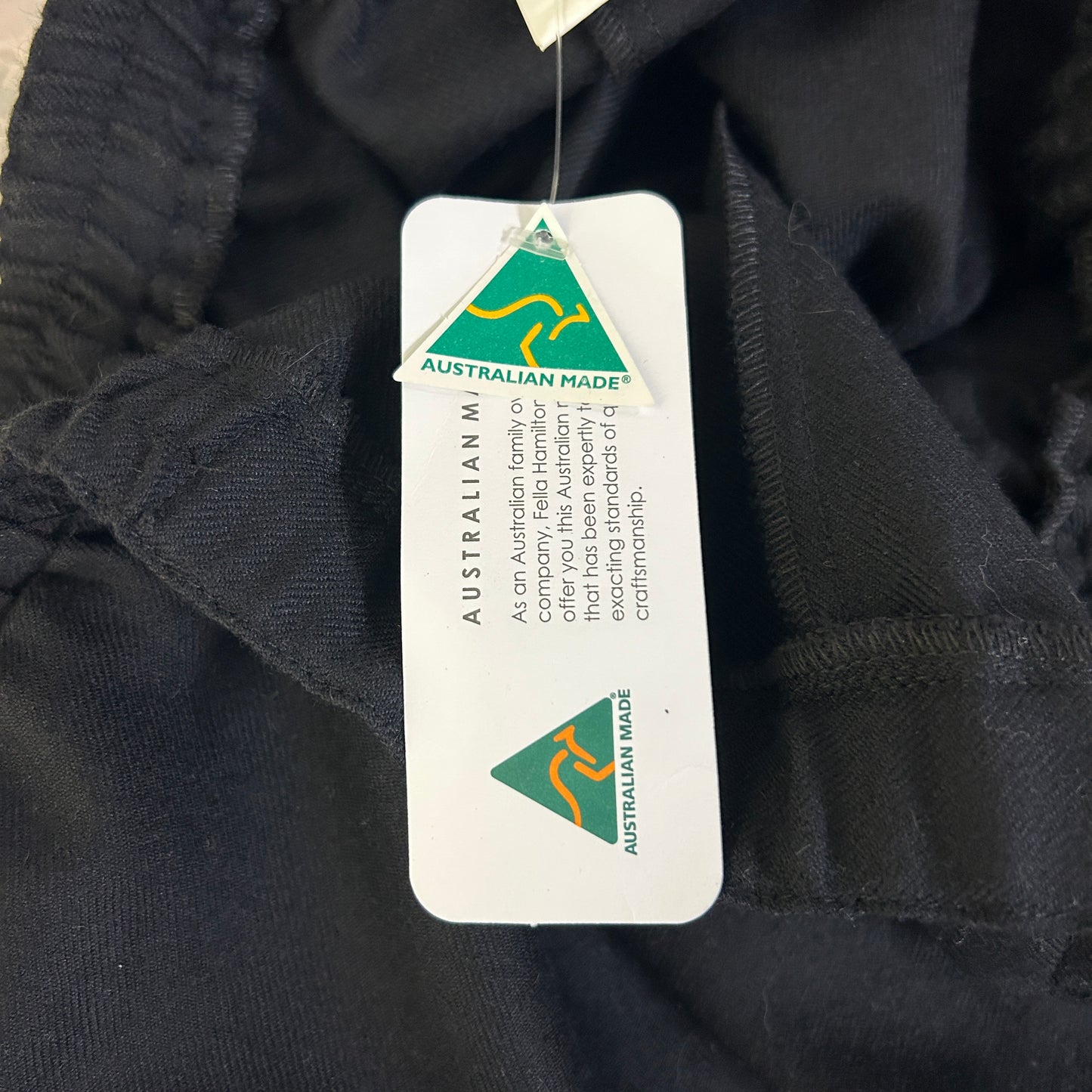 Fella Hamilton Wool Pants Size 22 Black Pockets Made in Australia New