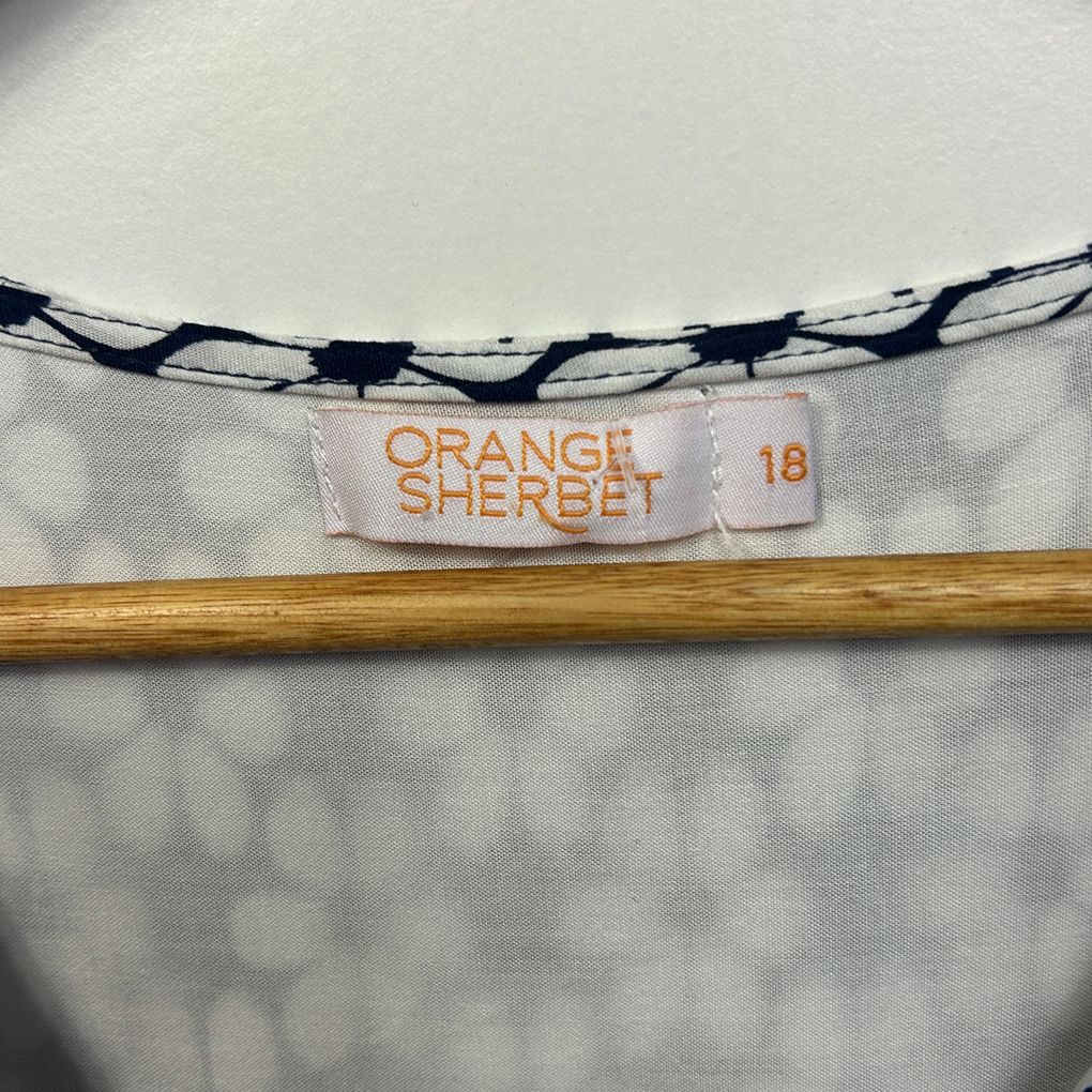 Orange Sherbet Black and White Print Dress - Size 18