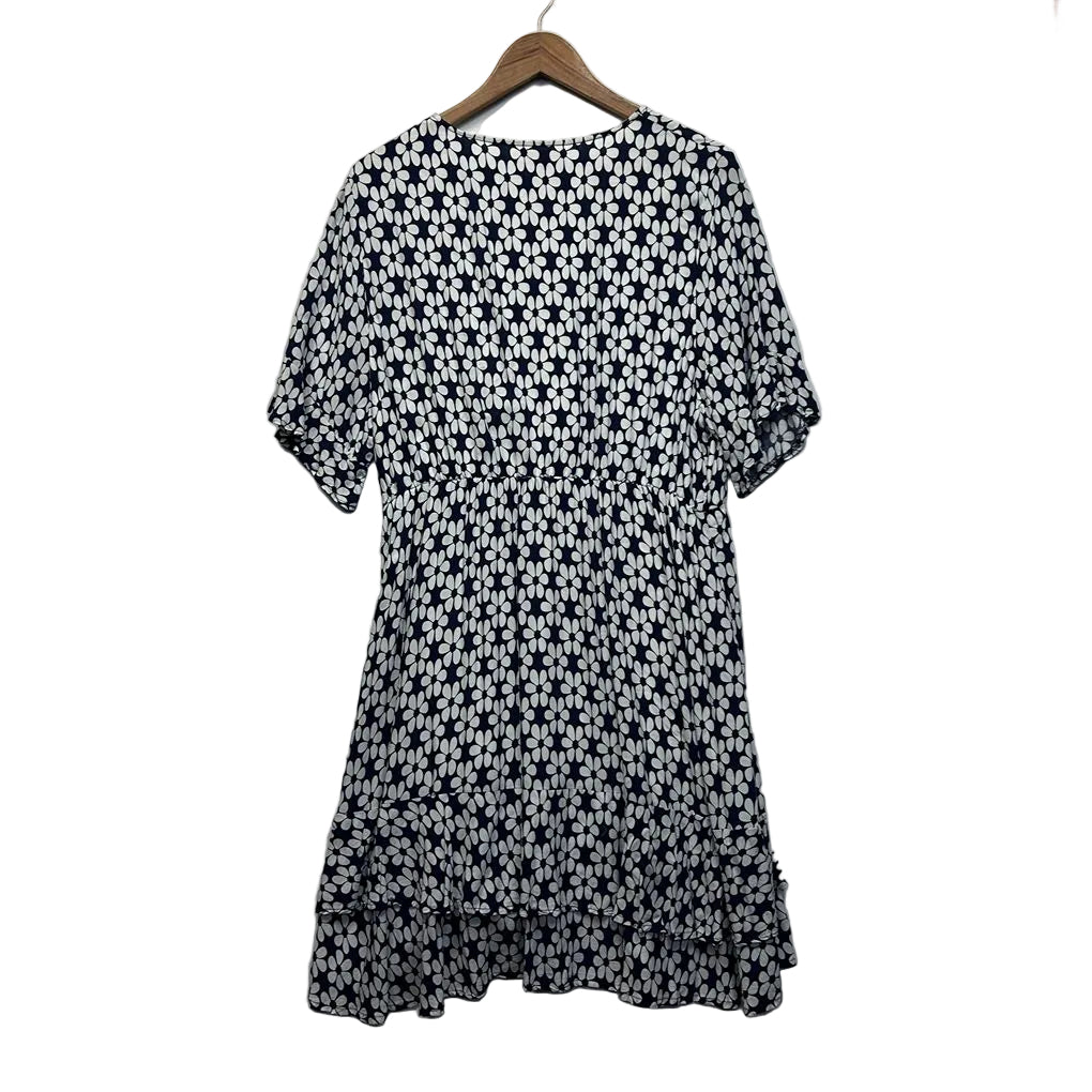 Orange Sherbet Black and White Print Dress - Size 18