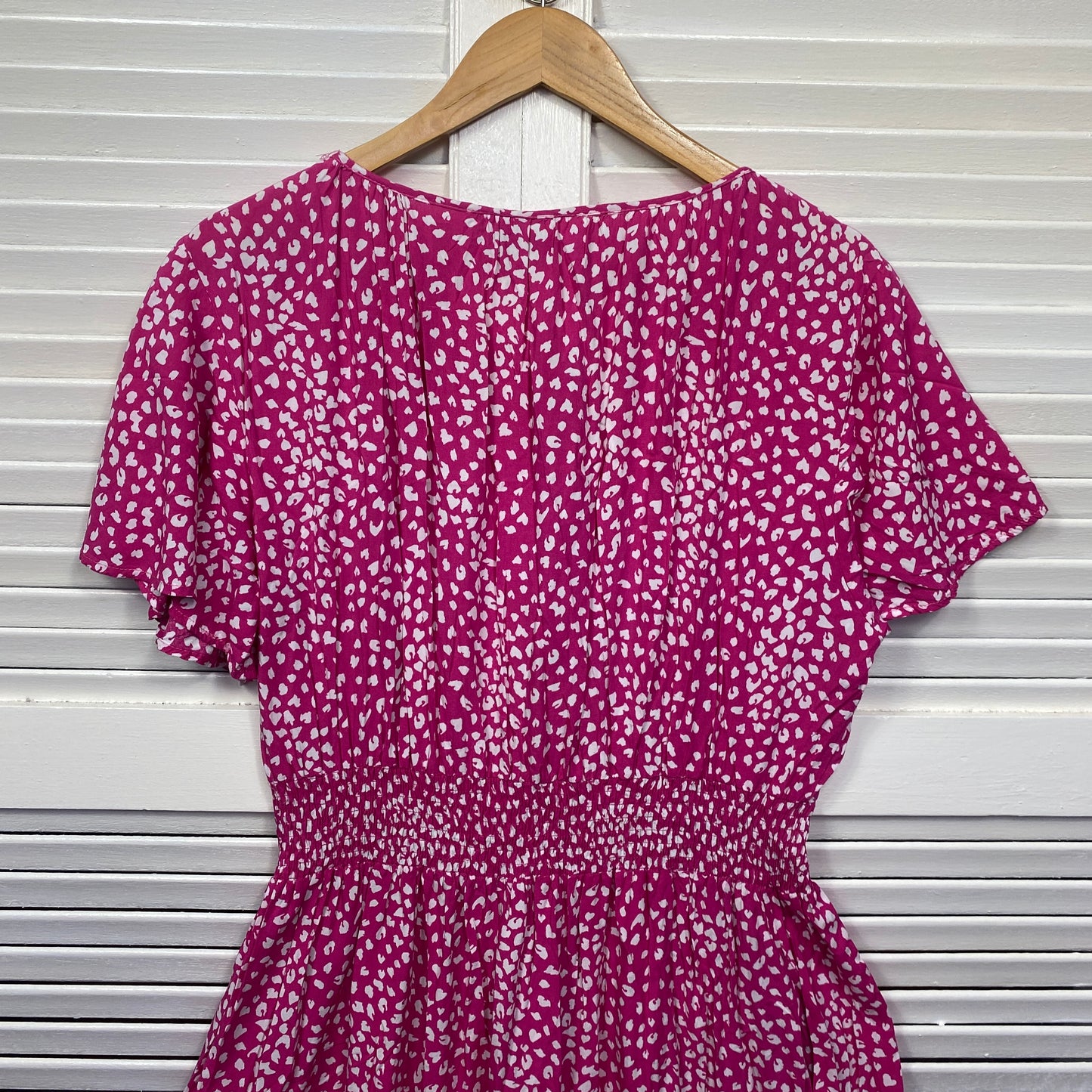 Lorraine Dress Size 16 Pink Short Sleeve Knee Length Rayon