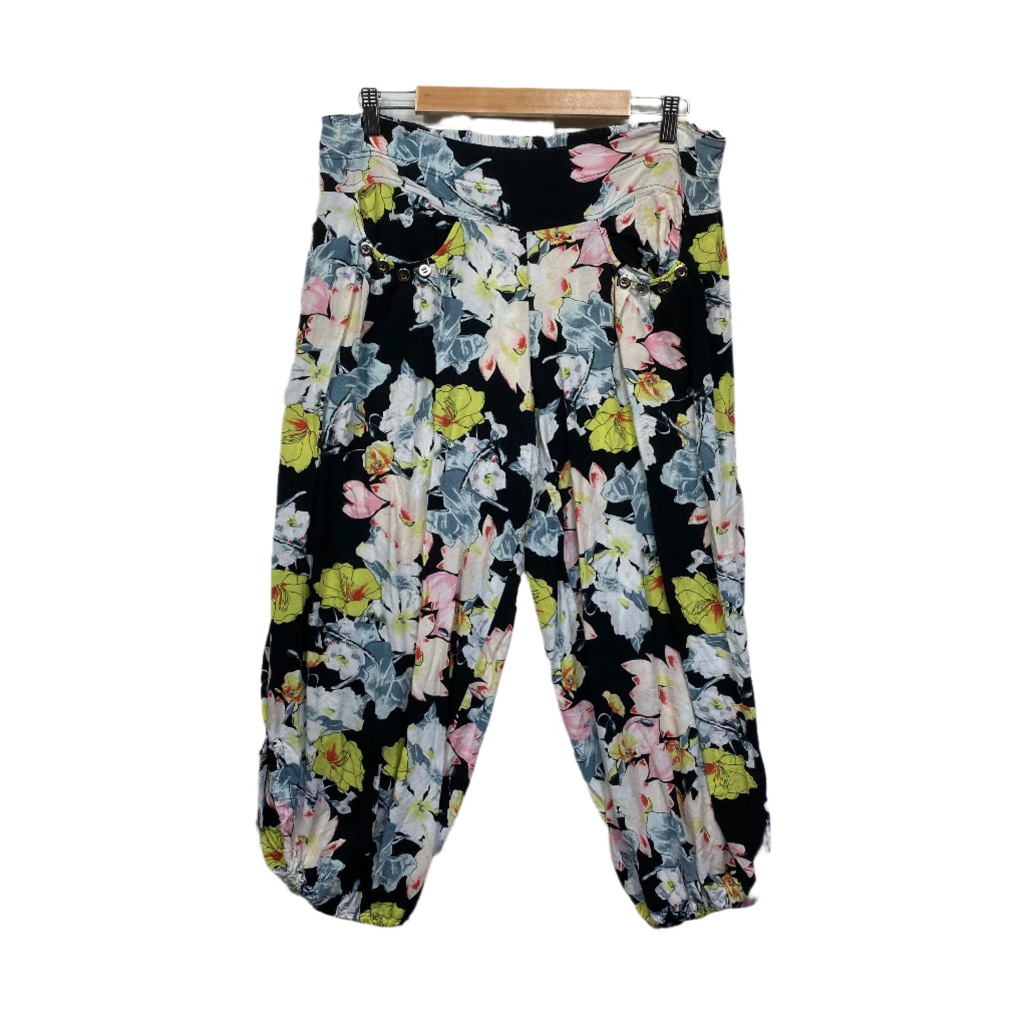 Quelque Cropped Pants Size 16 Multicoloured Floral Pockets