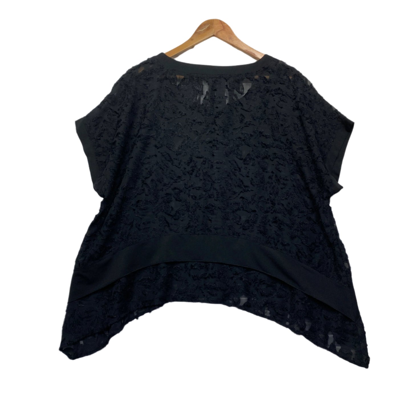 Basque Top Size 20 Black Short Sleeve Lace Overlay