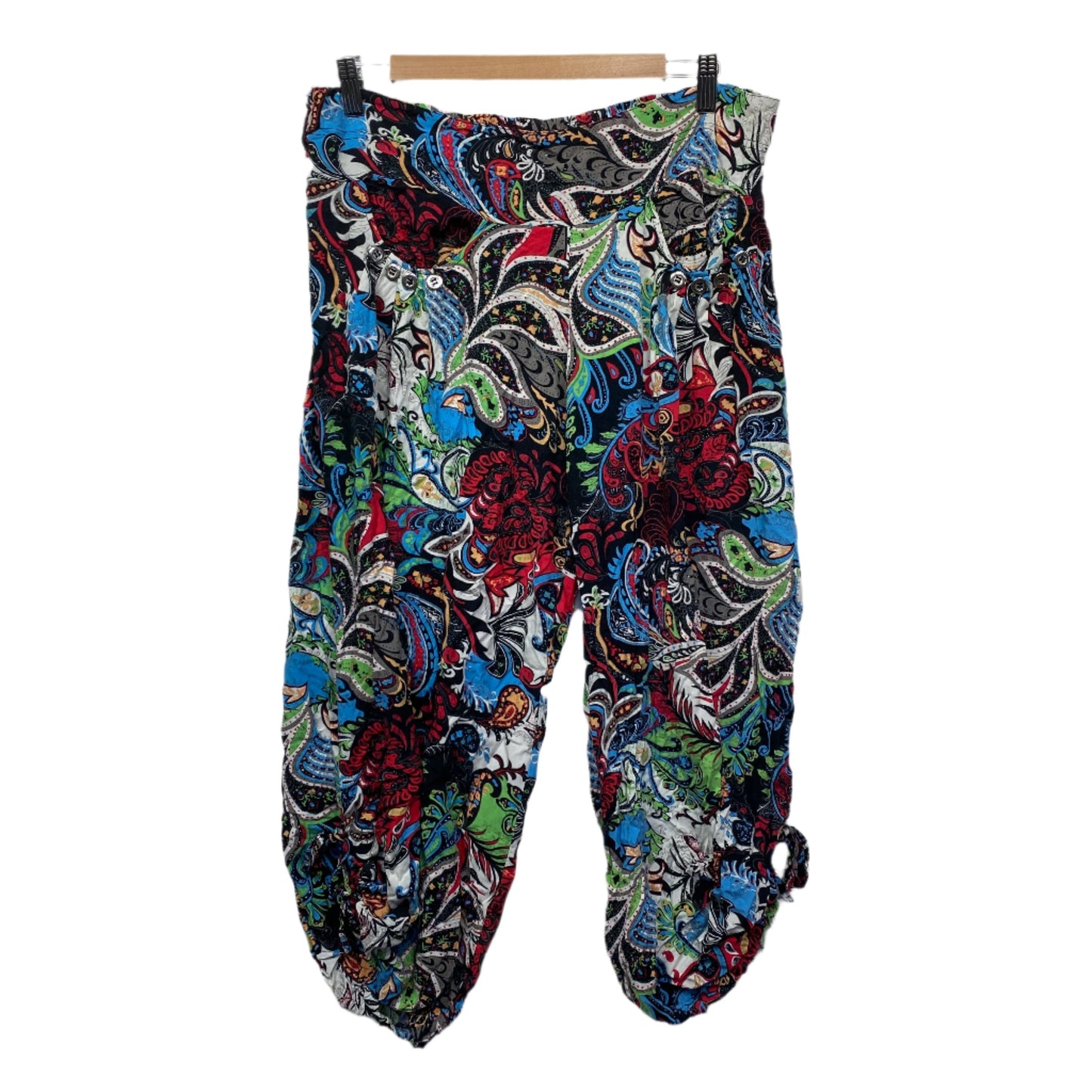 Quelque Cropped Pants Size 14 Multicoloured Floral Pockets