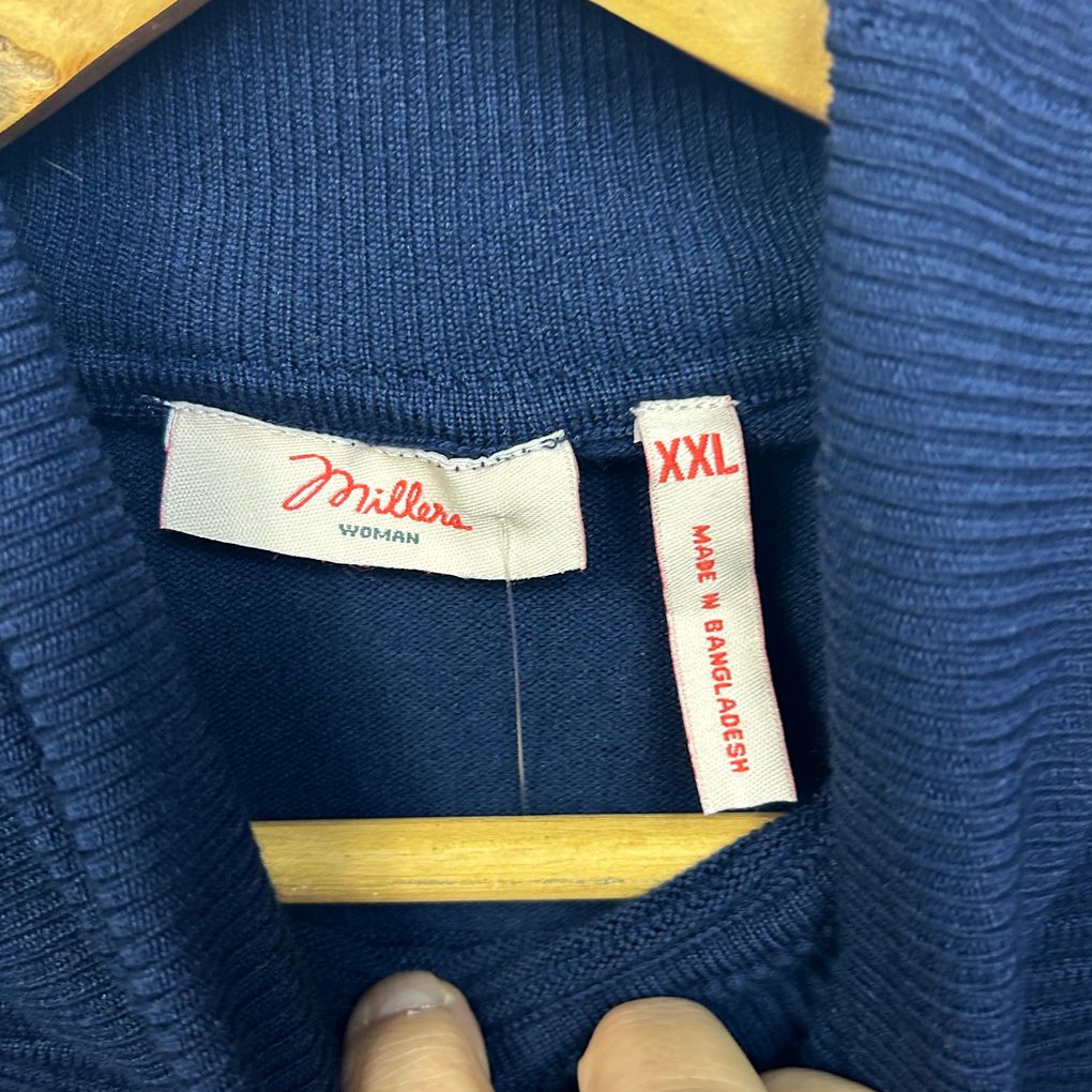 Millers Navy Roll Neck Jumper - Size XXL