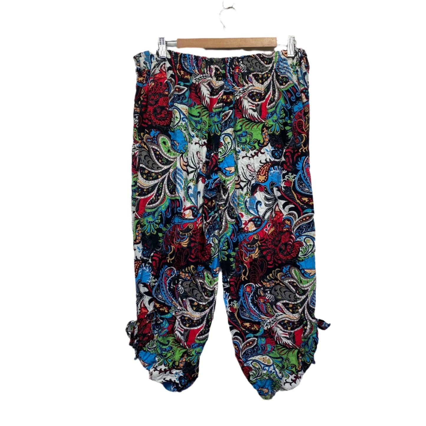 Quelque Cropped Pants Size 14 Multicoloured Floral Pockets