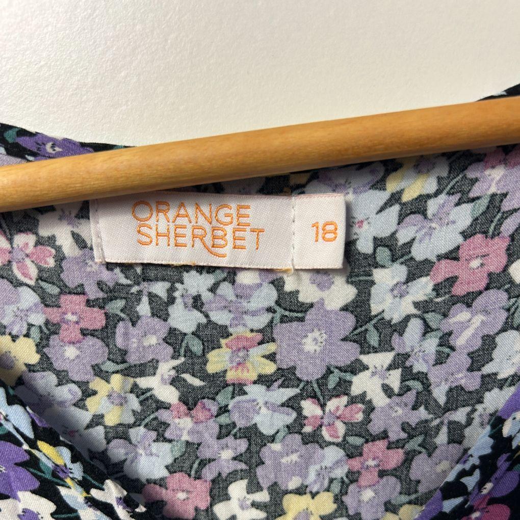 Orange Sherbet Purple Floral Dress - Size 18