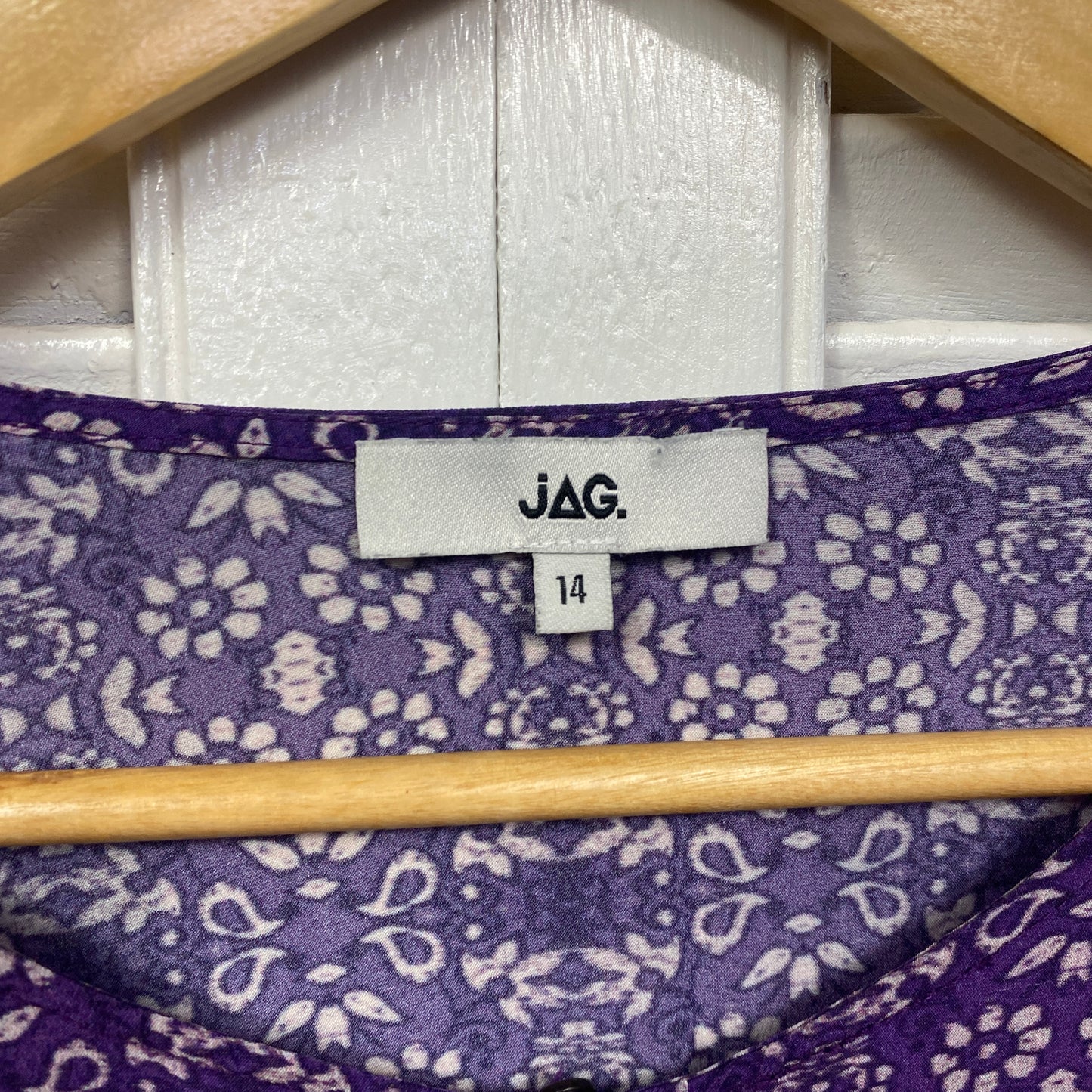 JAG Silk Blend Top Size 14 Purple Long Sleeve