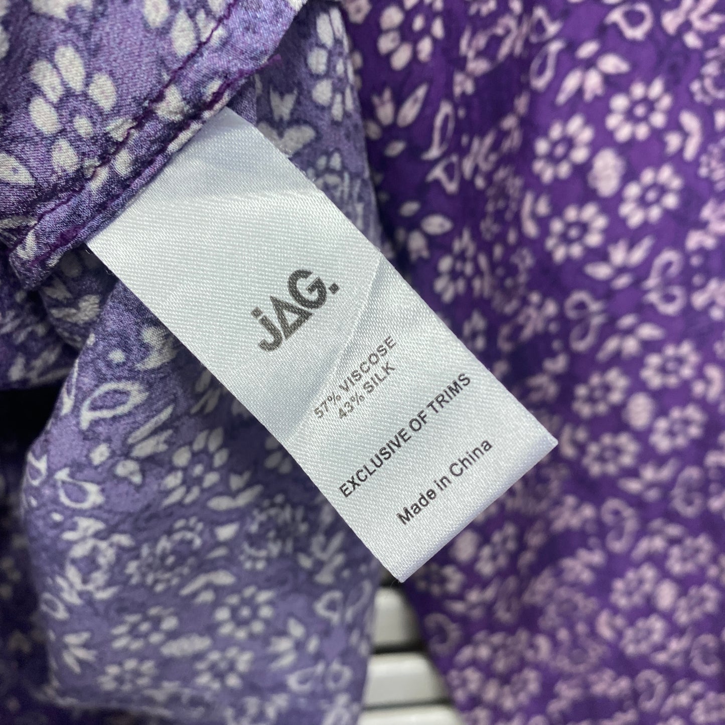 JAG Silk Blend Top Size 14 Purple Long Sleeve