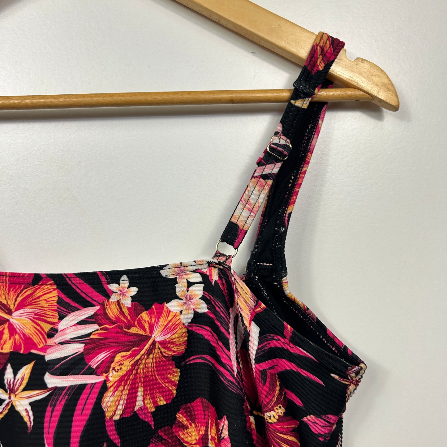 Anko Black Floral Tankini Top - Size 18