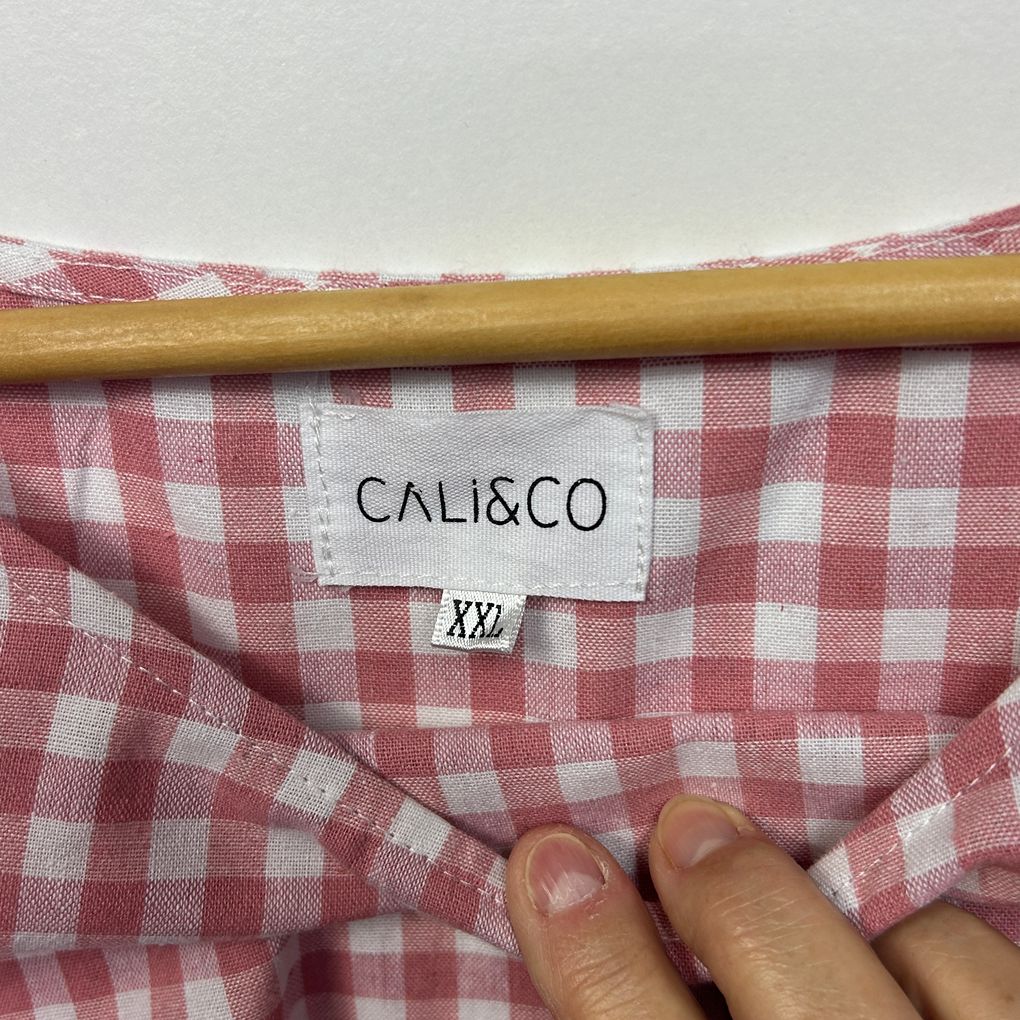 Cali&Co Pink Gingham Check Cotton Top - Size XXL