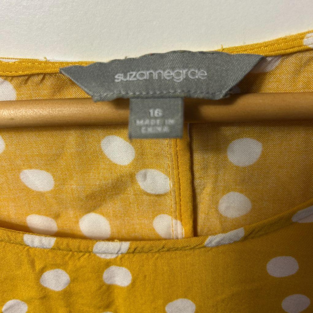 Suzanne Grae Mustard Polka Dot Top - Size 16