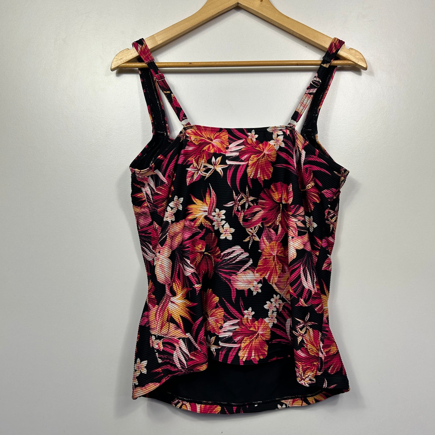 Anko Black Floral Tankini Top - Size 18