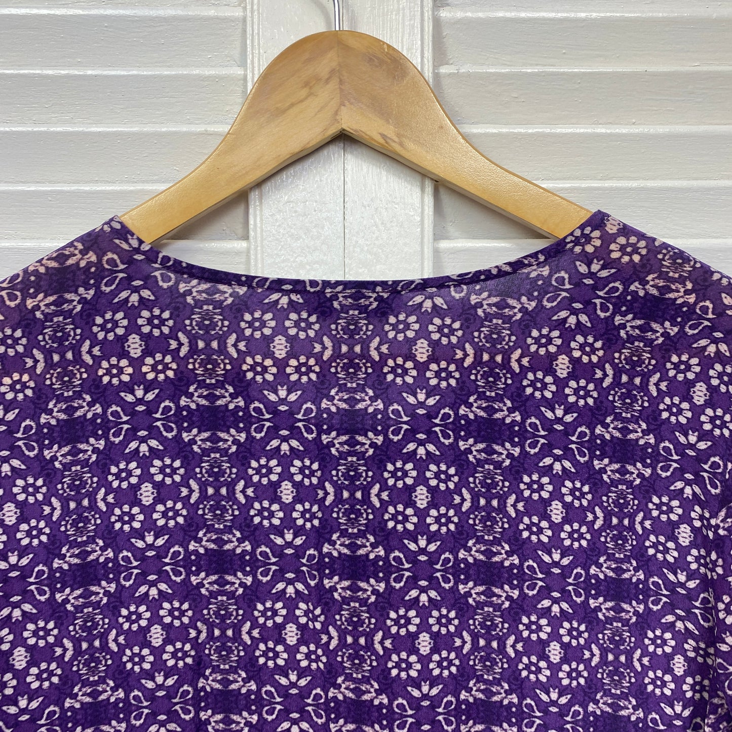 JAG Silk Blend Top Size 14 Purple Long Sleeve