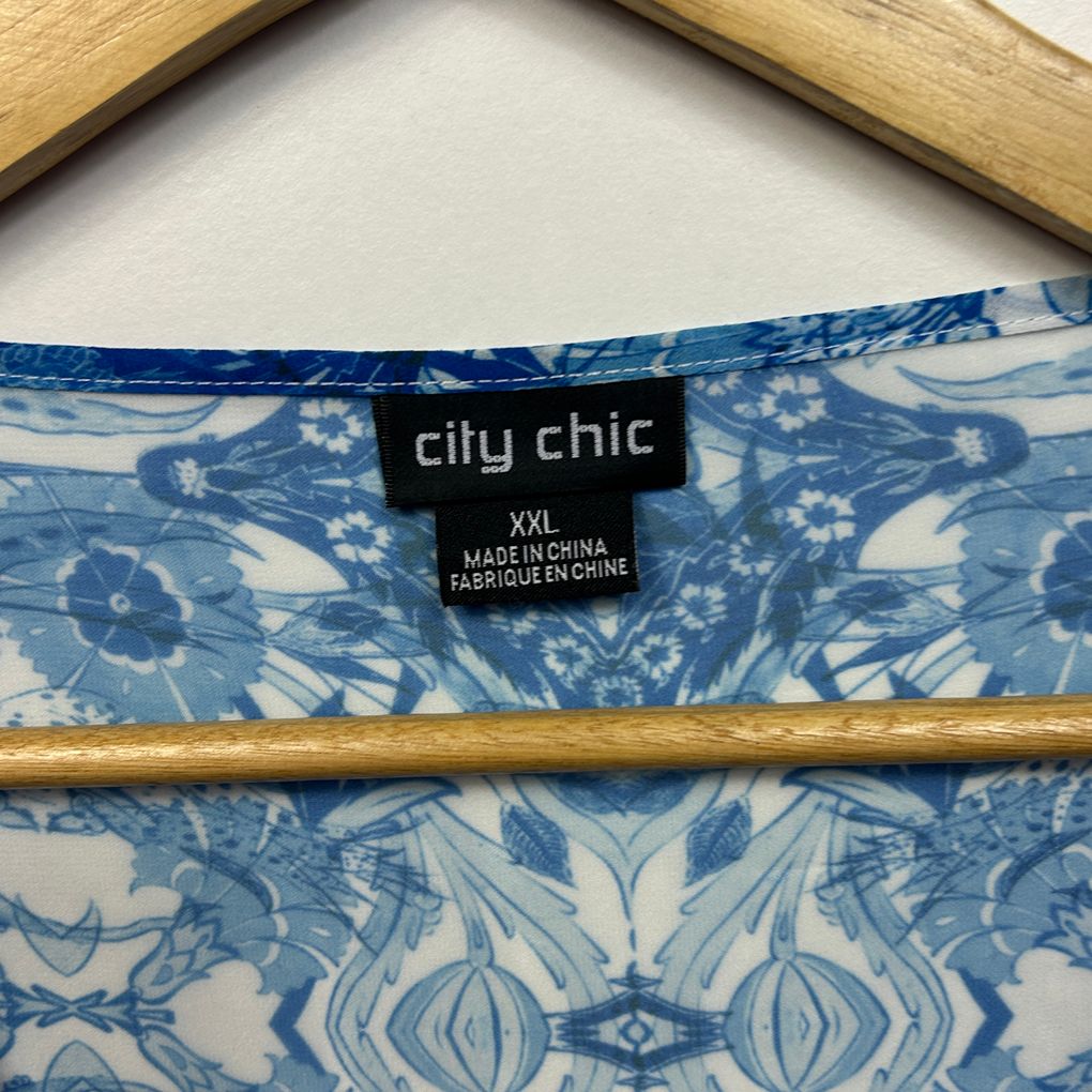 City Chic Blue Kaftan Top - Size 24/XXL