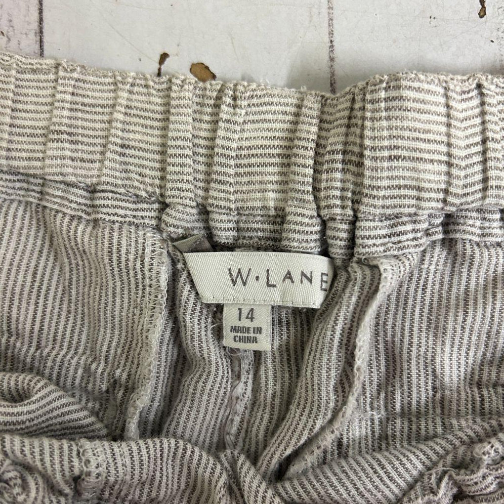 W Lane Linen Striped Grey Pants - Size 14