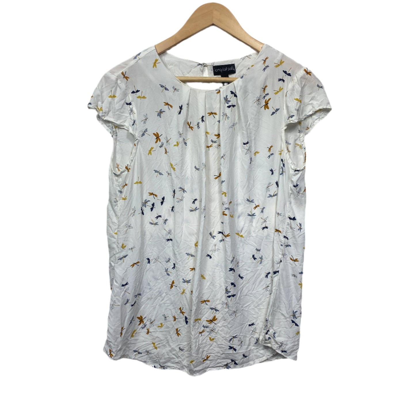 Long Tall Sally Top Size 14 White Cap Short Sleeve Floral