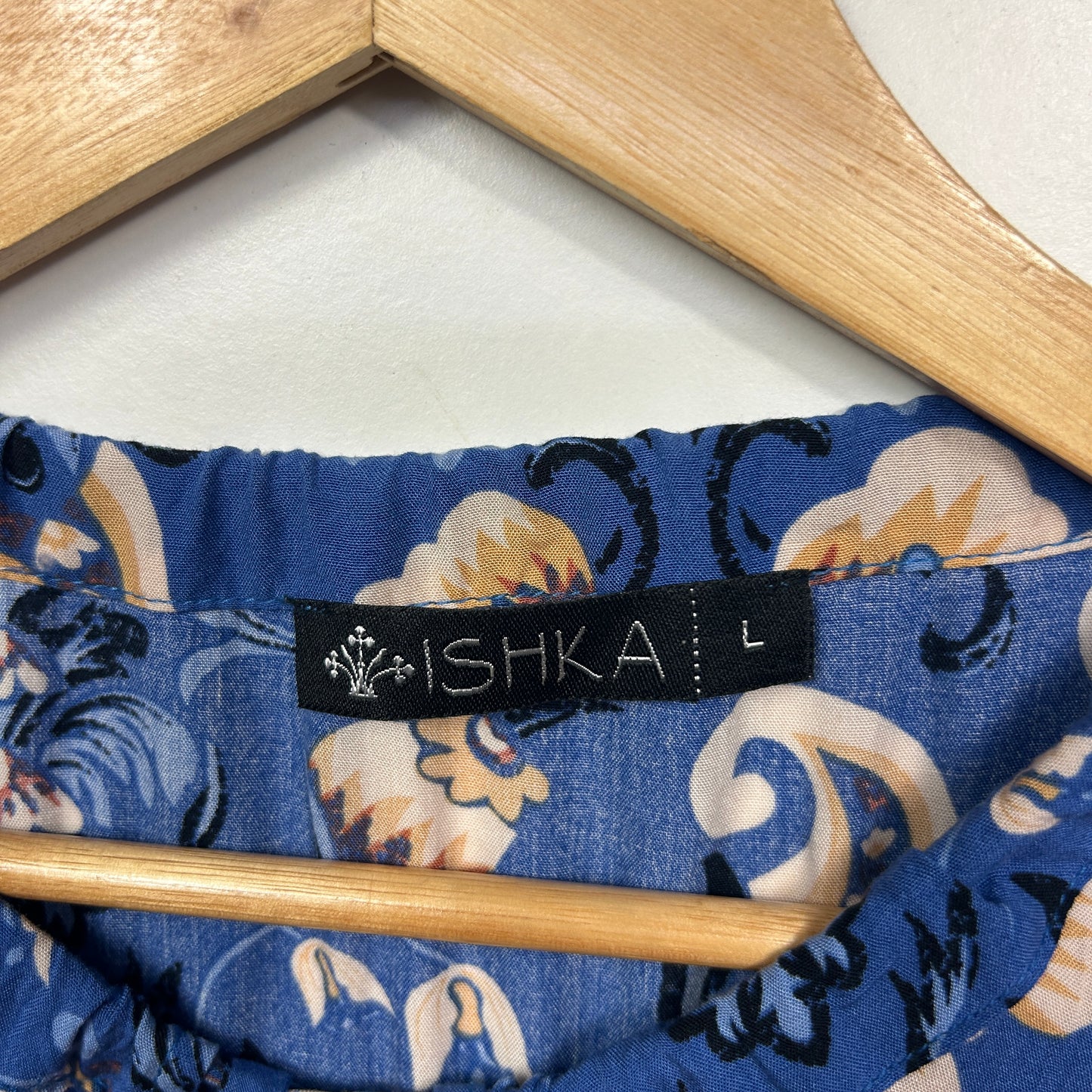 Ishka Blue Floral Boho Blouse - Size L