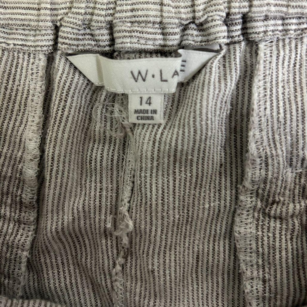 W Lane Linen Striped Grey Pants - Size 14
