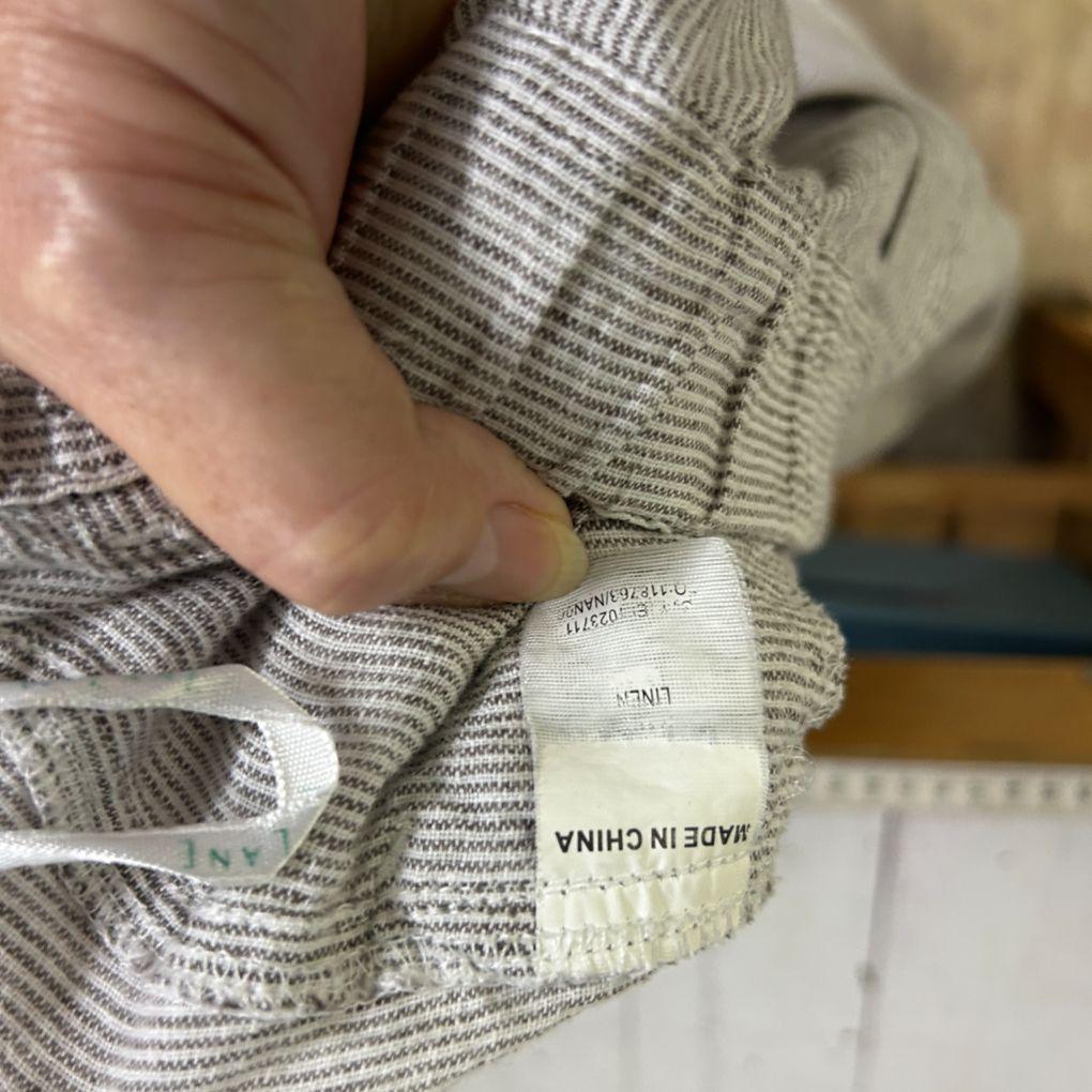 W Lane Linen Striped Grey Pants - Size 14