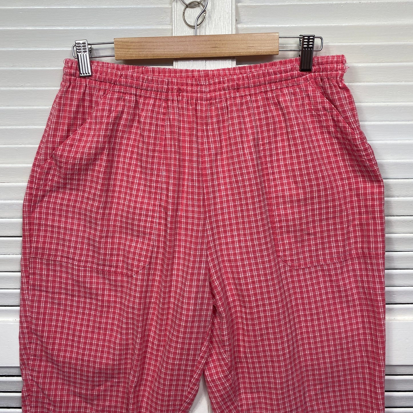 Vintage Check Shorts Cropped Pants Size 16 Plus Pink Pockets