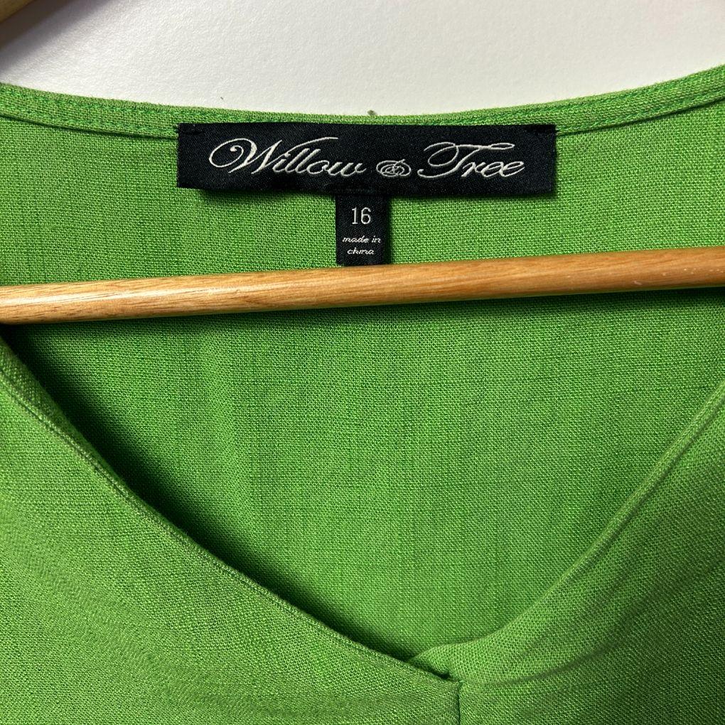 Willow Tree Green Linen Top - Size 18