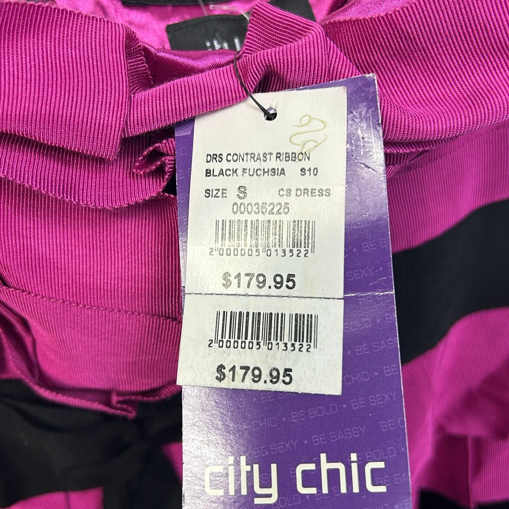 City Chic Pink and Black Cotton Cocktail Dress - Size 16/S