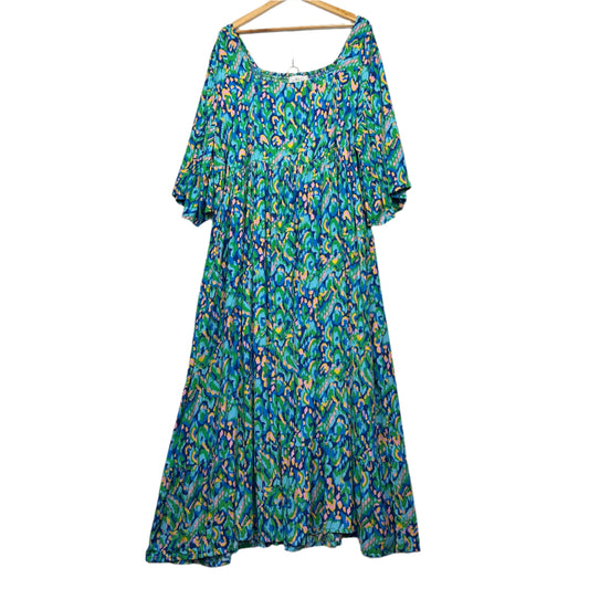 Bee Madison Maxi Dress Size 24 Multicoloured Short Sleeve Pockets