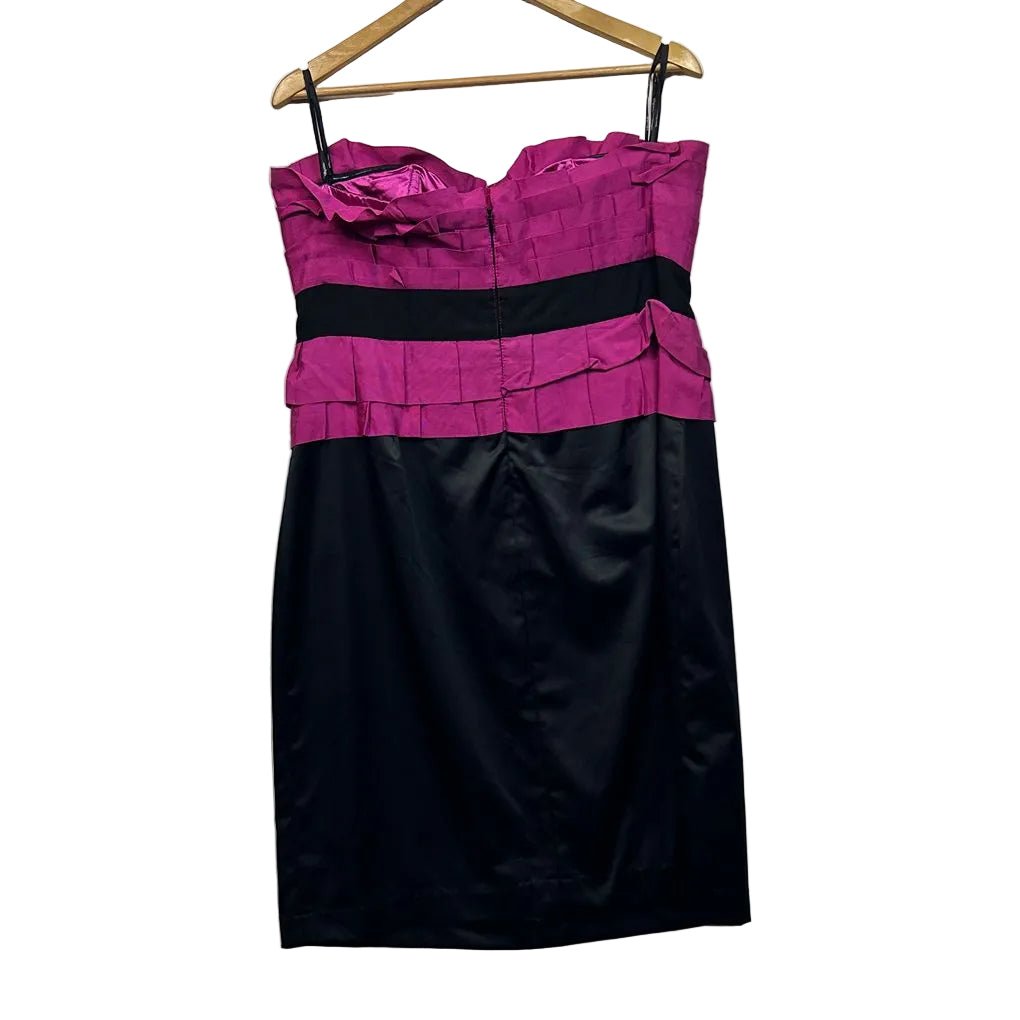 City Chic Pink and Black Cotton Cocktail Dress - Size 16/S