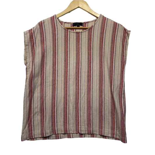 Tirelli Top Size 14 Large Linen Blend Striped Boxy