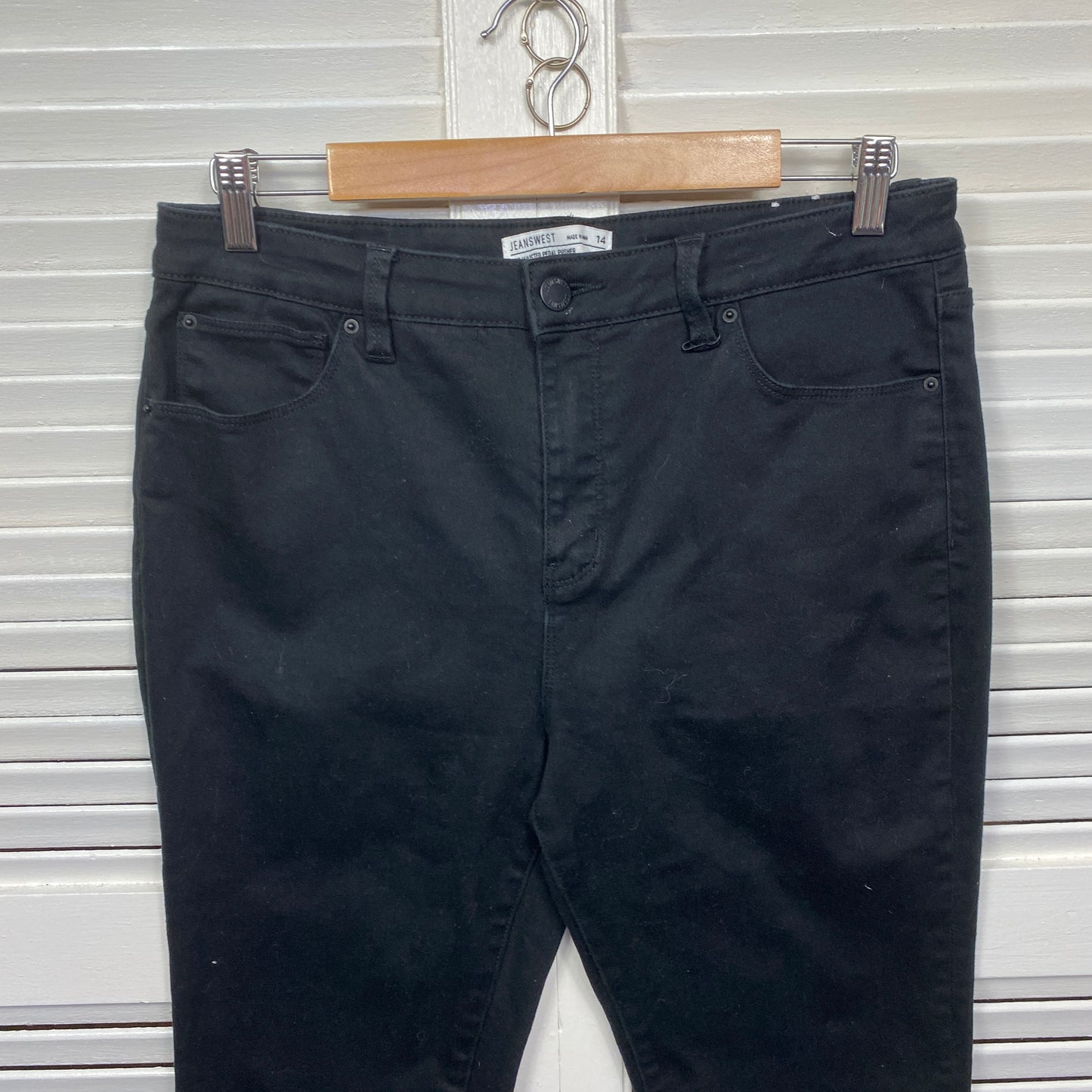 Jeanswest Cropped Pants Size 14 Black Denim Pockets