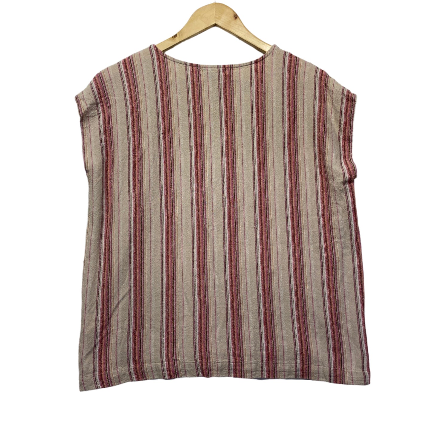 Tirelli Top Size 14 Large Linen Blend Striped Boxy