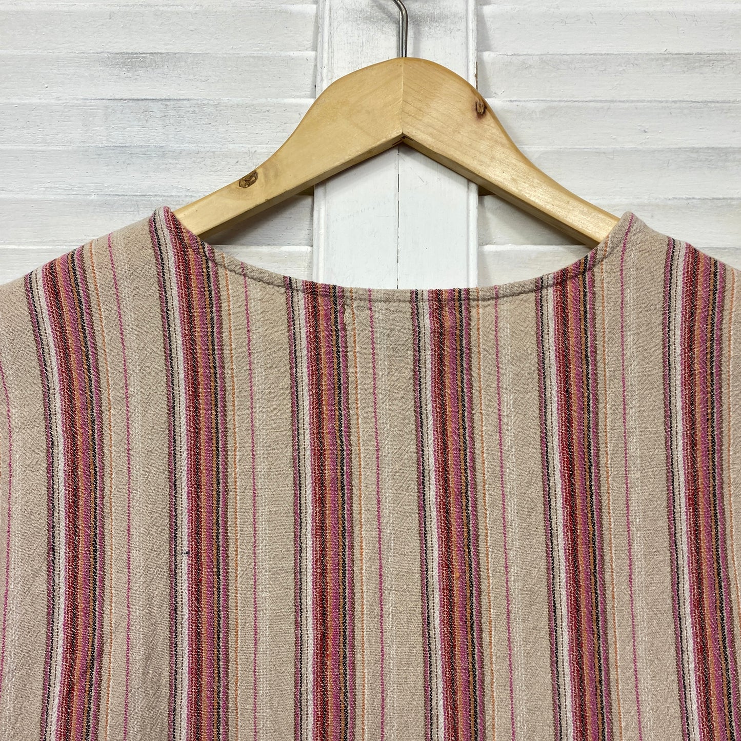 Tirelli Top Size 14 Large Linen Blend Striped Boxy