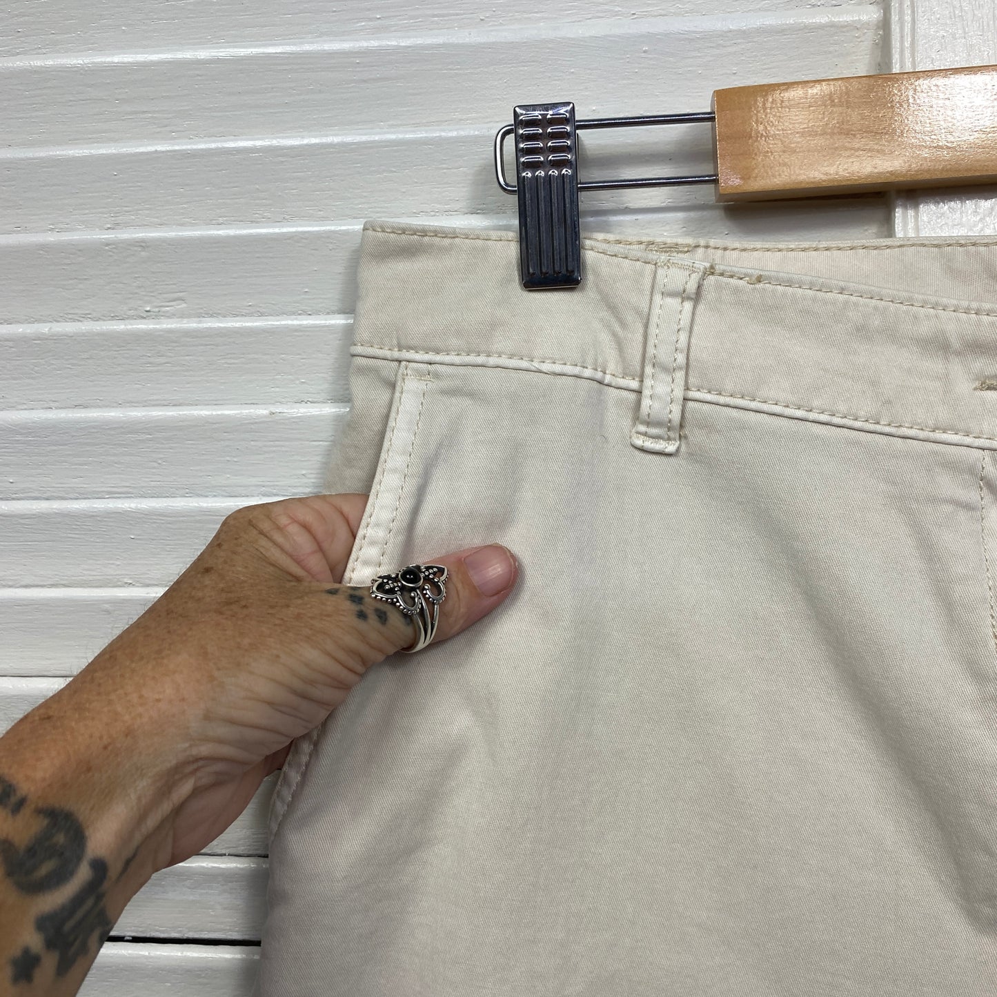 Target Chino Pants Size 14 Cream Pockets Rolled Cuff New