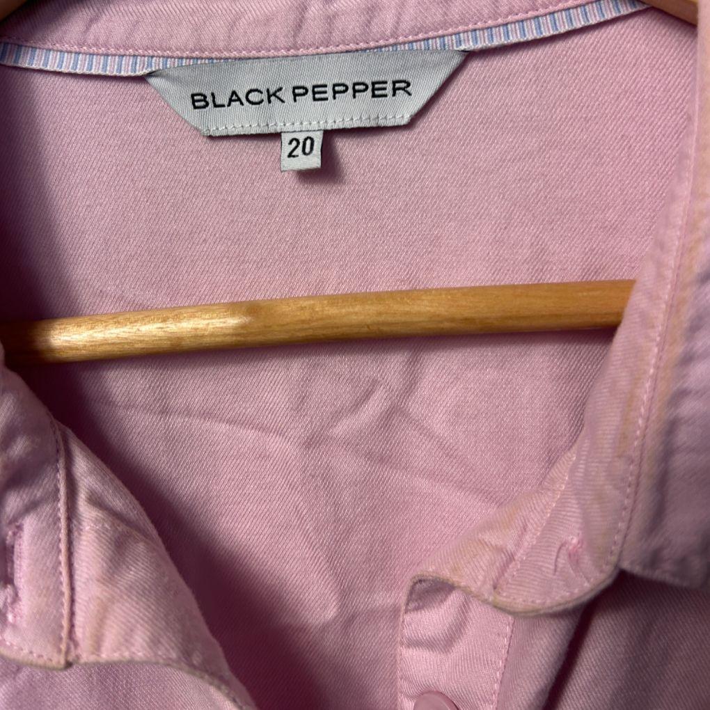 Black Pepper Pink Striped Cotton Shirt - Size 20